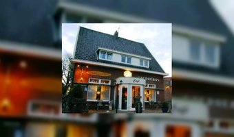 CafÃ© uit serie druk met bussen vol bezoekers