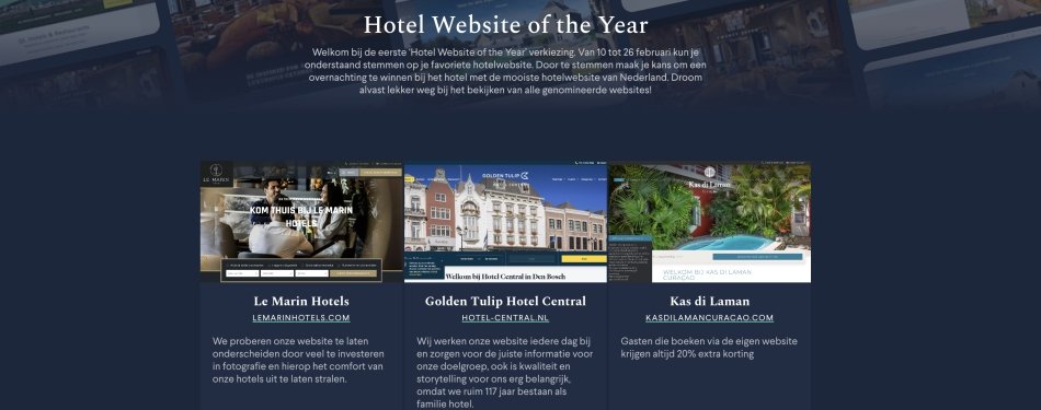 Publieksronde 'Hotel Website of the Year' verkiezing van start