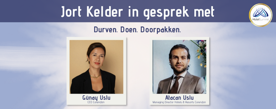 Jort Kelder gaat in gesprek met Günay en Atacan Uslu tijdens HotelSummit 2026